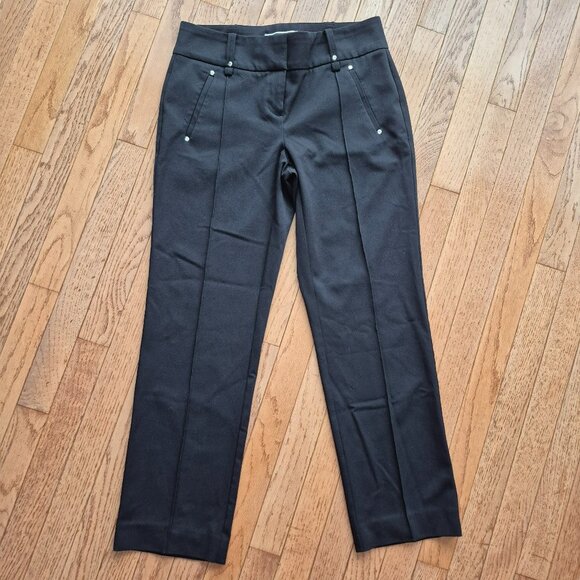 Melanie Lyne Pintuck Straight-Leg Pants Lauren Petite Black 4 - Picture 1 of 10